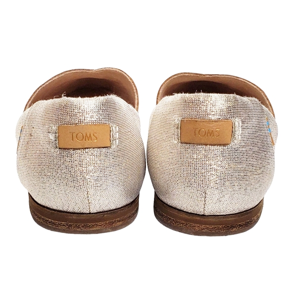 Toms size 7 Julie leather d'orsay slip on flats natural silver metallic sparkle - Picture 7 of 9